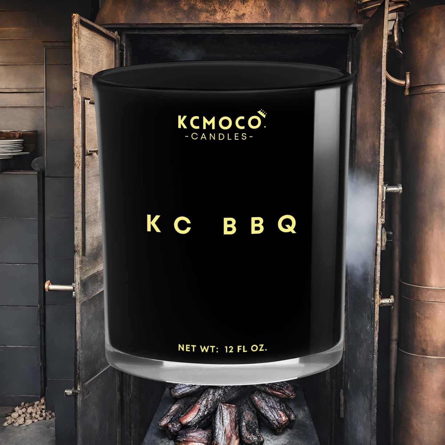 KC BBQ CANDLE - 12 OZ LARGE JAR BLACK