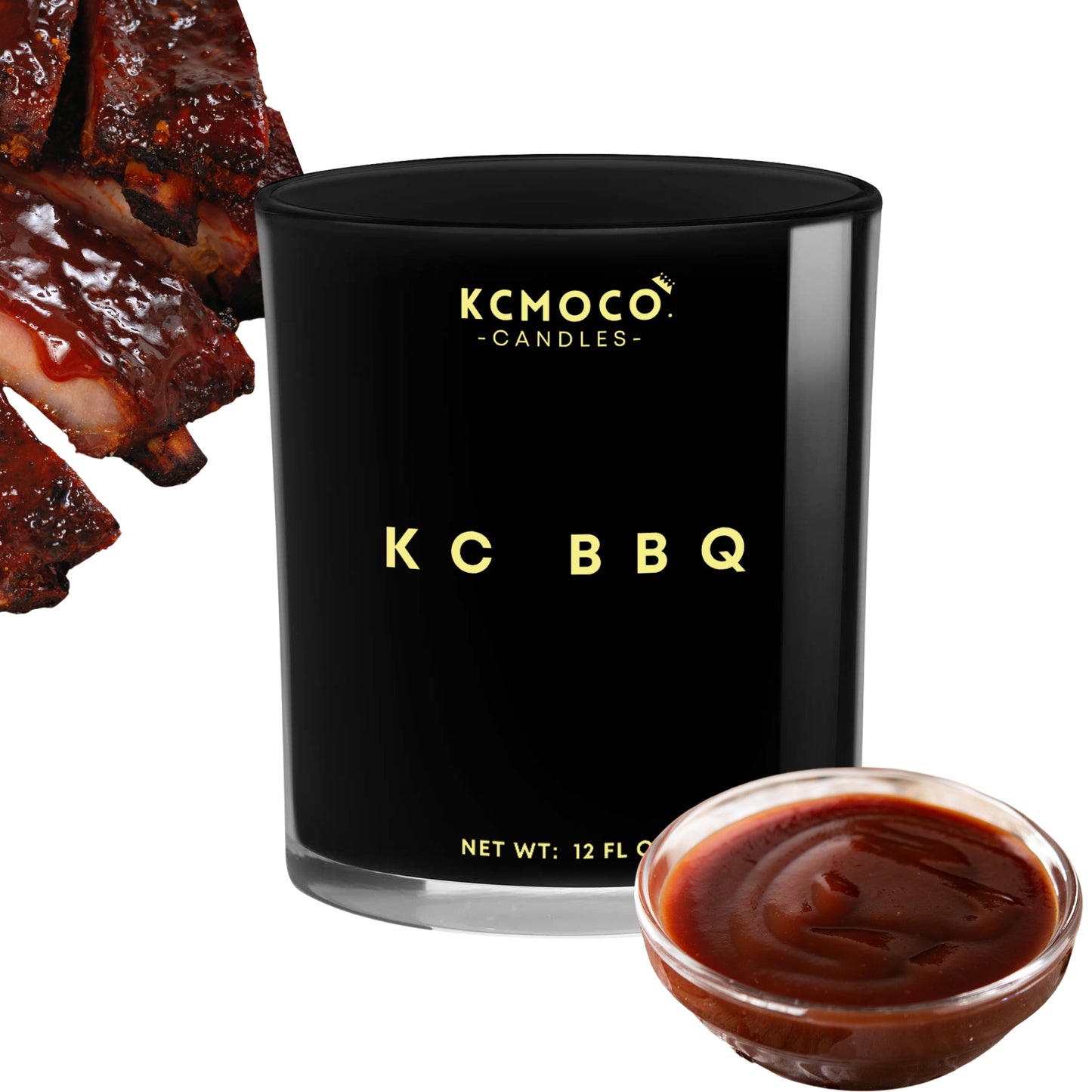 KC BBQ CANDLE - 12 OZ LARGE JAR BLACK