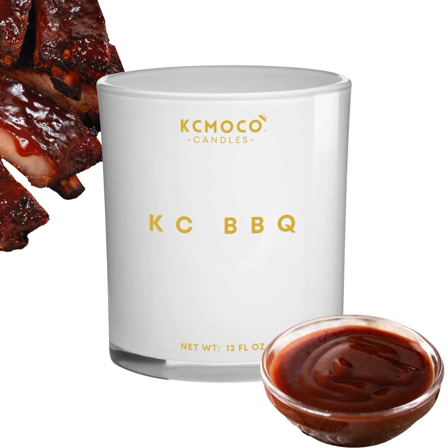 KC BBQ CANDLE - 12 OZ LARGE JAR WHITE