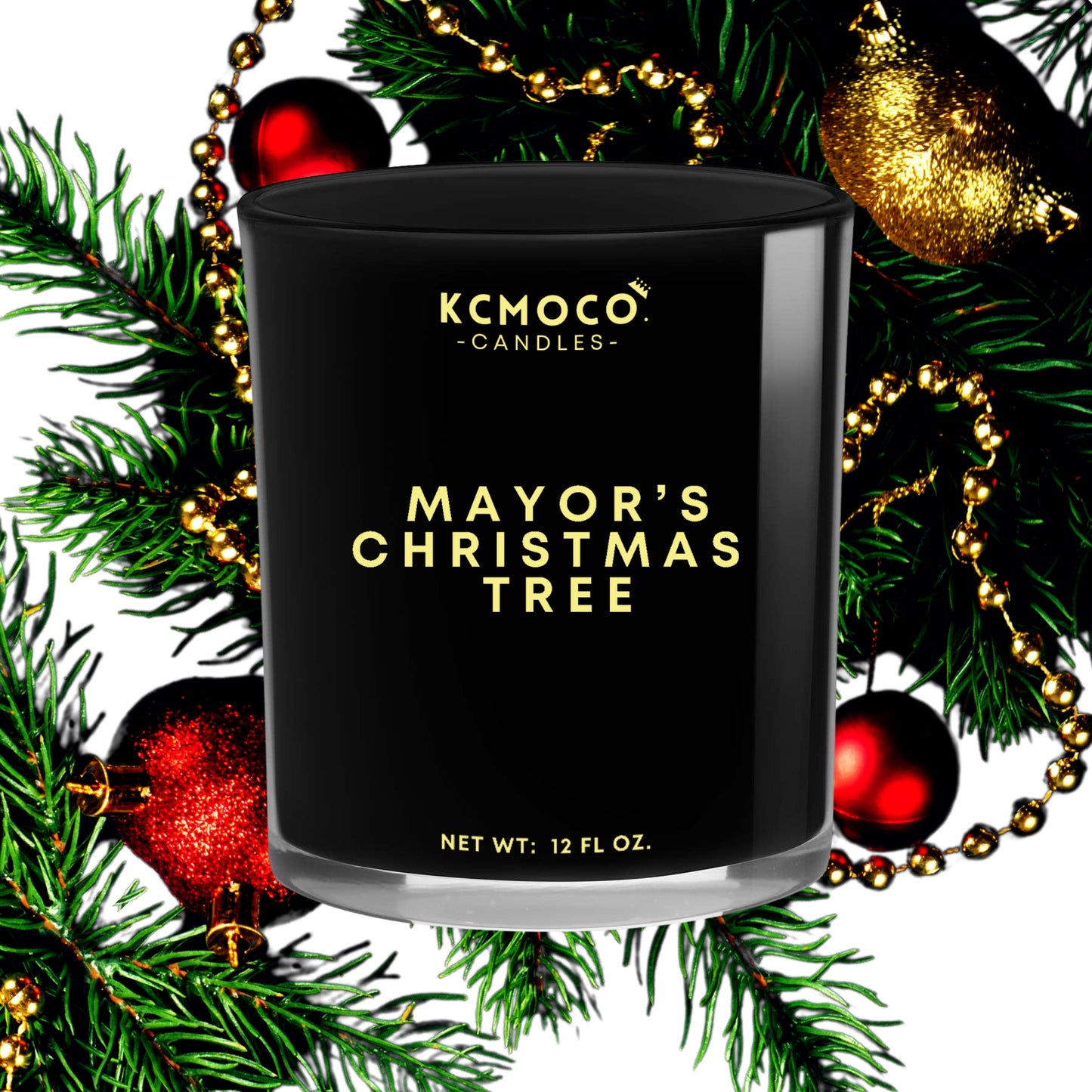 MAYOR'S CHRISTMAS TREE CANDLE - LARGE JAR BLACK