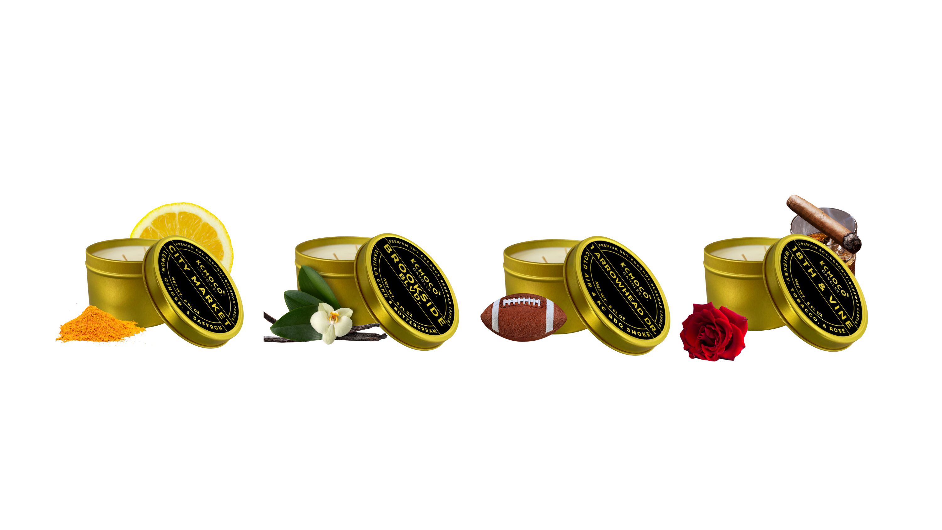 City Market Brookside Blvd 1 Arrowhead Drive 18th & Vine Gold Candle Tins