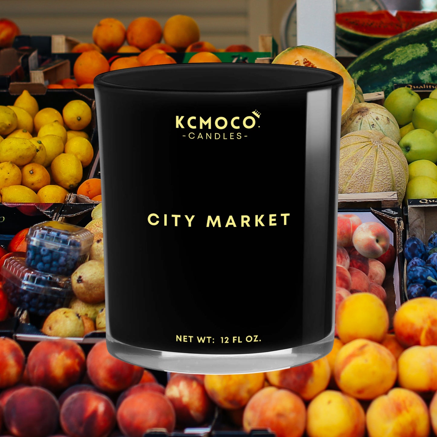 CITY MARKET CANDLE - 12 OZ LARGE JAR BLACK